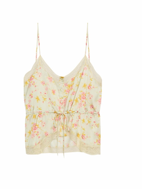 Zara Tops - Zara Floral Lace-Trim satin Cami Tank Top - NWT